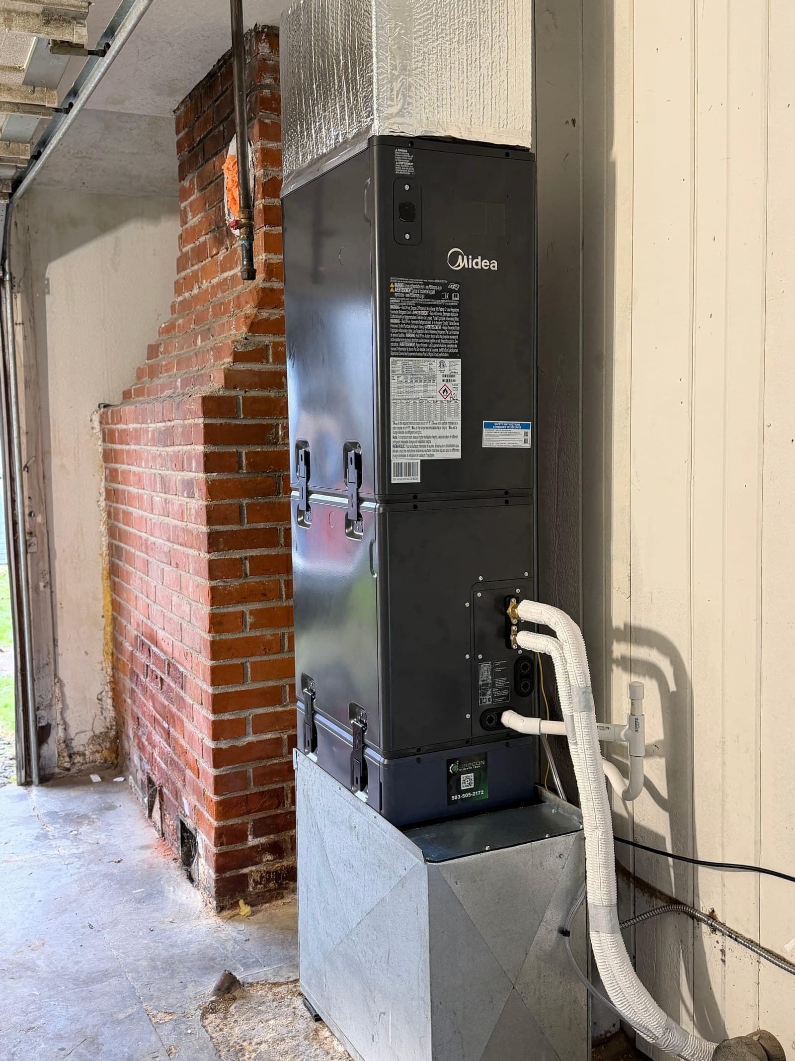 A heat pump air handler installed by Oregon Climate Tech in a Portland home.