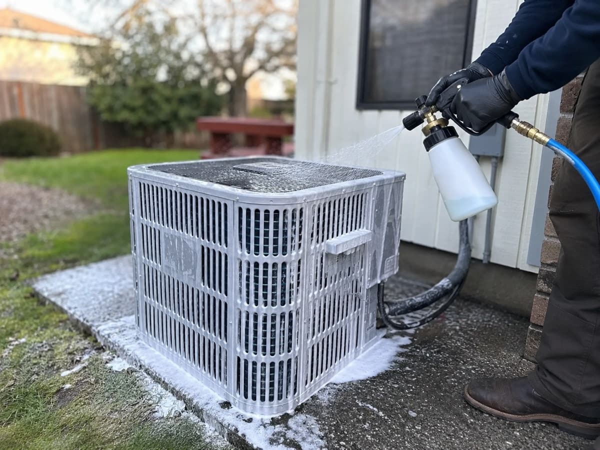 Oregon Climate Tech technician performing an HVAC tune-up.
