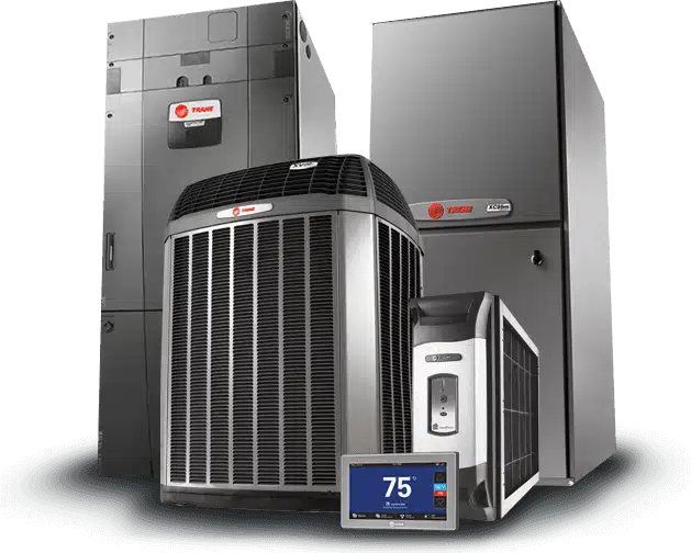 Trane air conditioner, Trane furnace & Trane heat pump with air filter and thermostat