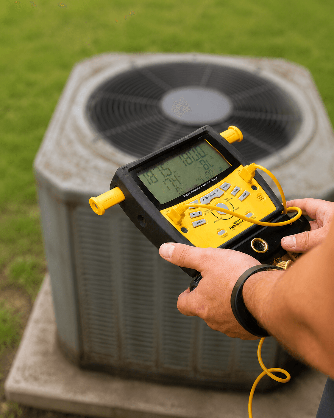 Oregon Climate Tech technician performing an HVAC tune-up.